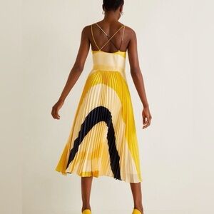 MANGO multi colored pleated midi dress US Size 6